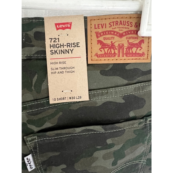 721 HIGH RISE SKINNY UTILITY WOMEN'S JEANS NWT Camouflage size 10 short LEVIS - Picture 7 of 9